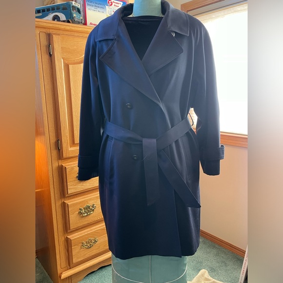 NWOT Navy Blue Anna Collection Women’s Trench Coat. Size 12. Virgin wool - Picture 2 of 7